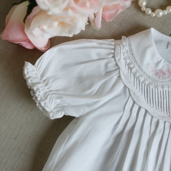 Newborn White Embroidered Heirloom Dress Feltman Brothers Lace Pin Tucks NWT - Picture 3 of 6